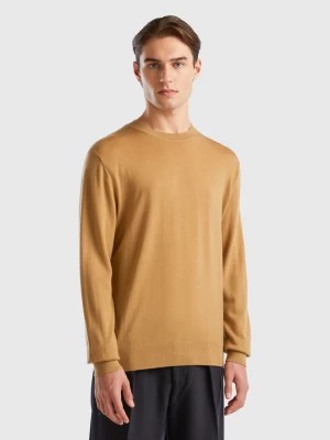 Zdjęcie produktu Benetton, Camel Sweater In Pure Merino Wool, size M, Beige, Men United Colors of Benetton