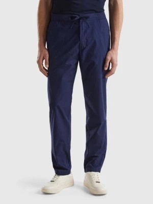 Zdjęcie produktu Benetton, Canvas Trousers With Drawstring, size 44, Dark Blue, Men United Colors of Benetton