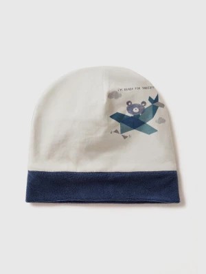 Zdjęcie produktu Benetton, Cap In Stretch Cotton With Print, size 56, Air Force Blue, Kids United Colors of Benetton