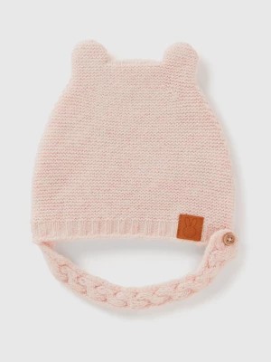 Zdjęcie produktu Benetton, Cap With Ear Applique In Recycled Wool Blend, size 74-82, Soft Pink, Kids United Colors of Benetton