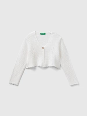 Zdjęcie produktu Benetton, Cardigan In Linen And Viscose Blend, size 110, White, Kids United Colors of Benetton
