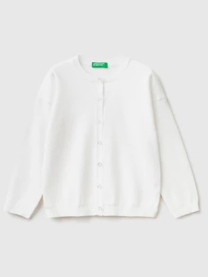 Zdjęcie produktu Benetton, Cardigan With Glittery Buttons, size 104, White, Kids United Colors of Benetton