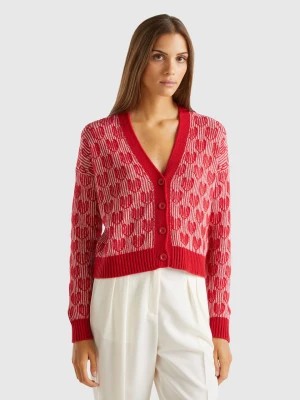 Zdjęcie produktu Benetton, Cardigan With Heart Inlay, size L, Red, Women United Colors of Benetton