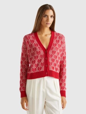 Zdjęcie produktu Benetton, Cardigan With Heart Inlay, size XL, Red, Women United Colors of Benetton