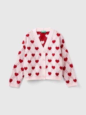 Zdjęcie produktu Benetton, Cardigan With Heart Motif, size 3XL, Pink, Kids United Colors of Benetton