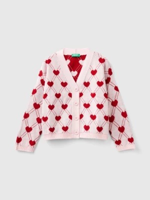 Zdjęcie produktu Benetton, Cardigan With Heart Motif, size XL, Pink, Kids United Colors of Benetton