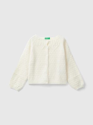 Zdjęcie produktu Benetton, Cardigan With Perforated Details, size 104, Creamy White, Kids United Colors of Benetton