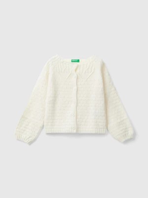 Zdjęcie produktu Benetton, Cardigan With Perforated Details, size 110, Creamy White, Kids United Colors of Benetton