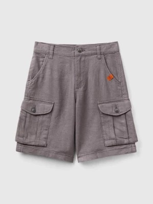 Zdjęcie produktu Benetton, Cargo Bermuda Shorts In Linen Blend, size 3XL, Dark Gray, Kids United Colors of Benetton