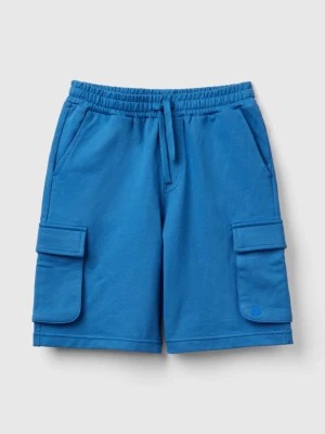 Zdjęcie produktu Benetton, Cargo Shorts In Light Sweat Fabric, size L, Blue, Kids United Colors of Benetton