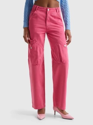Zdjęcie produktu Benetton, Cargo Trousers In Cotton, size , Fuchsia, Women United Colors of Benetton