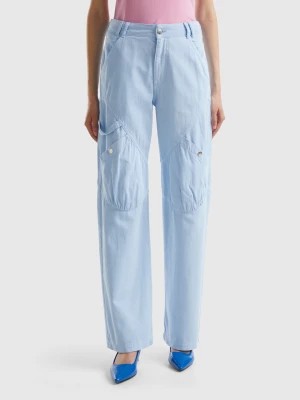 Zdjęcie produktu Benetton, Cargo Trousers In Cotton, size , Sky Blue, Women United Colors of Benetton