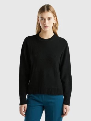 Zdjęcie produktu Benetton, Cashmere Blend Sweater With Floral Designs, size XS, Black, Women United Colors of Benetton