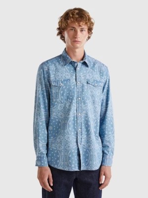 Zdjęcie produktu Benetton, Chambray Western Shirt, size XXL, Light Blue, Men United Colors of Benetton