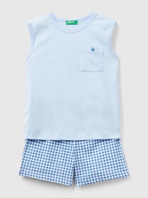 Zdjęcie produktu Benetton, Check Tank Top And Shorts Pyjamas, size XXS, Sky Blue, Kids United Colors of Benetton