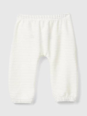 Zdjęcie produktu Benetton, Chenille Trousers With Embroidery, size 62, Creamy White, Kids United Colors of Benetton