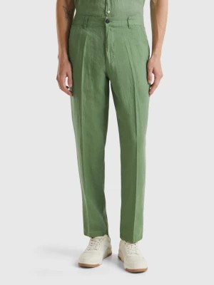 Zdjęcie produktu Benetton, Chinos In Pure Linen, size 42, Green, Men United Colors of Benetton