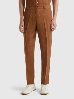 Zdjęcie produktu Benetton, Chinos In Pure Linen, size 46, Brown, Men United Colors of Benetton