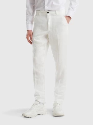 Zdjęcie produktu Benetton, Chinos In Pure Linen, size 48, Creamy White, Men United Colors of Benetton