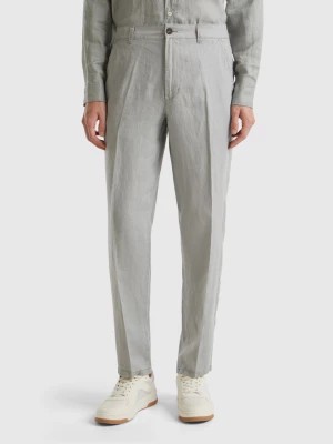 Zdjęcie produktu Benetton, Chinos In Pure Linen, size 50, Gray, Men United Colors of Benetton