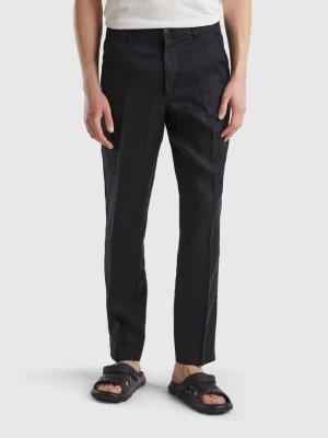 Zdjęcie produktu Benetton, Chinos In Pure Linen, size 52, Black, Men United Colors of Benetton