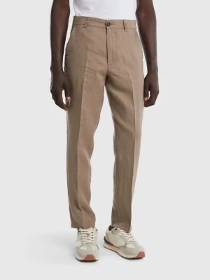 Zdjęcie produktu Benetton, Chinos In Pure Linen, size 56, Dove Gray, Men United Colors of Benetton