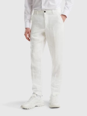 Zdjęcie produktu Benetton, Chinos In Pure Linen, size 58, Creamy White, Men United Colors of Benetton