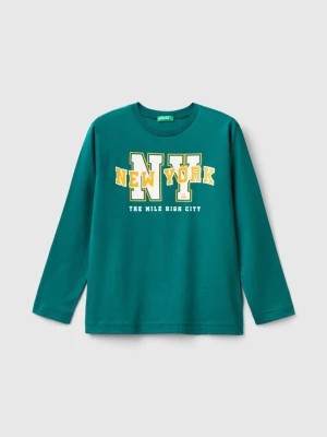 Zdjęcie produktu Benetton, College Style Long Sleeve T-shirt, size L, Dark Green, Kids United Colors of Benetton