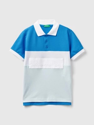 Zdjęcie produktu Benetton, Color Block Polo Shirt In Organic Cotton, size 3XL, Blue, Kids United Colors of Benetton