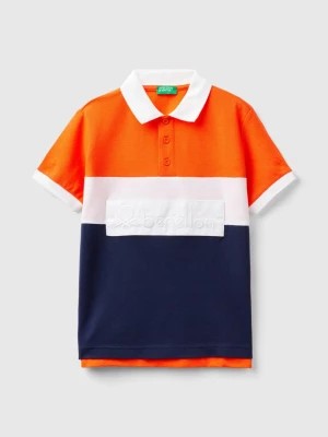 Zdjęcie produktu Benetton, Color Block Polo Shirt In Organic Cotton, size 3XL, Orange, Kids United Colors of Benetton
