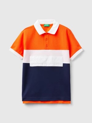 Zdjęcie produktu Benetton, Color Block Polo Shirt In Organic Cotton, size S, Orange, Kids United Colors of Benetton