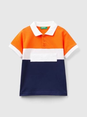 Zdjęcie produktu Benetton, Color Block Polo Shirt With Patch, size 110, Orange, Kids United Colors of Benetton