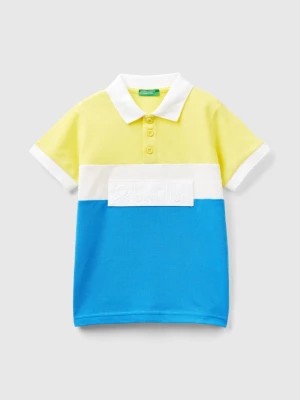 Zdjęcie produktu Benetton, Color Block Polo Shirt With Patch, size 110, Yellow, Kids United Colors of Benetton