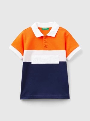 Zdjęcie produktu Benetton, Color Block Polo Shirt With Patch, size 90, Orange, Kids United Colors of Benetton