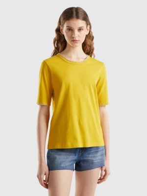 Zdjęcie produktu Benetton, Cotton Crew Neck T-shirt, size L, Yellow, Women United Colors of Benetton