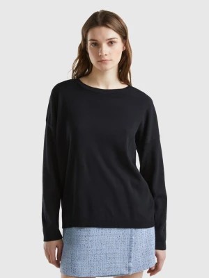 Zdjęcie produktu Benetton, Cotton Sweater With Round Neck, size L, Black, Women United Colors of Benetton