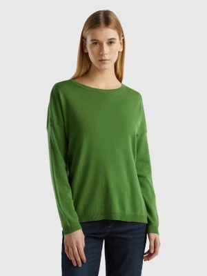 Zdjęcie produktu Benetton, Cotton Sweater With Round Neck, size L, Military Green, Women United Colors of Benetton