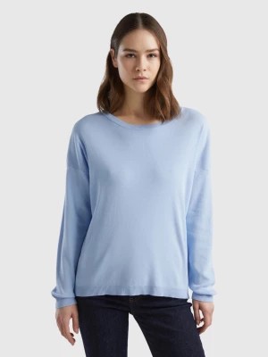 Zdjęcie produktu Benetton, Cotton Sweater With Round Neck, size M, Sky Blue, Women United Colors of Benetton