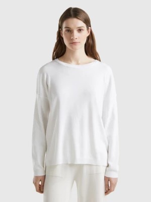 Zdjęcie produktu Benetton, Cotton Sweater With Round Neck, size M, White, Women United Colors of Benetton