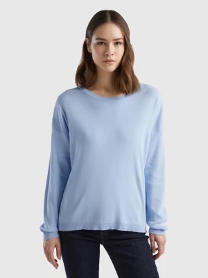 Zdjęcie produktu Benetton, Cotton Sweater With Round Neck, size S, Sky Blue, Women United Colors of Benetton