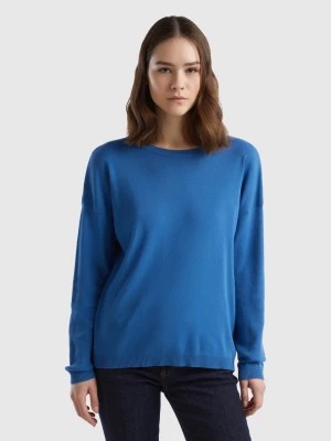 Zdjęcie produktu Benetton, Cotton Sweater With Round Neck, size XS, Blue, Women United Colors of Benetton