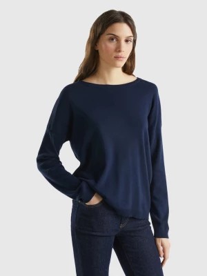 Zdjęcie produktu Benetton, Cotton Sweater With Round Neck, size XS, Dark Blue, Women United Colors of Benetton