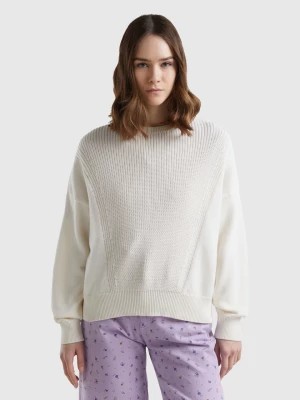 Zdjęcie produktu Benetton, Creamy White Cotton Sweater, size M, Creamy White, Women United Colors of Benetton