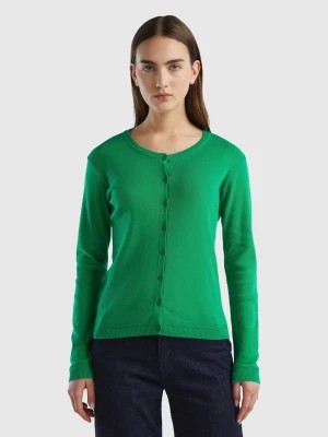 Zdjęcie produktu Benetton, Crew Neck Cardigan In Pure Cotton, size L, Green, Women United Colors of Benetton