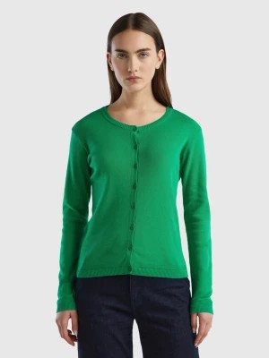 Zdjęcie produktu Benetton, Crew Neck Cardigan In Pure Cotton, size XL, Green, Women United Colors of Benetton