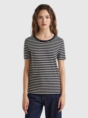 Zdjęcie produktu Benetton, Crew Neck Striped T-shirt, size L, Black, Women United Colors of Benetton