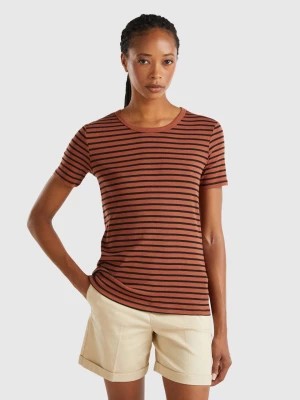 Zdjęcie produktu Benetton, Crew Neck Striped T-shirt, size L, Brown, Women United Colors of Benetton