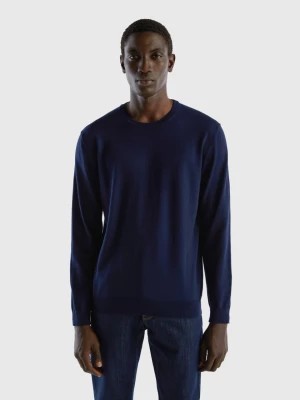 Zdjęcie produktu Benetton, Crew Neck Sweater In 100% Cotton, size S, Dark Blue, Men United Colors of Benetton