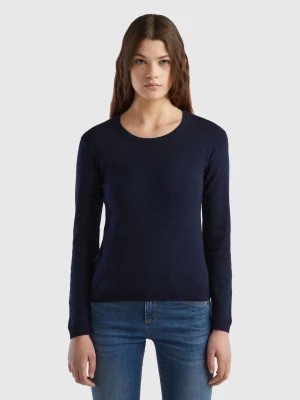 Zdjęcie produktu Benetton, Crew Neck Sweater In Pure Cotton, size M, Dark Blue, Women United Colors of Benetton