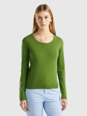 Zdjęcie produktu Benetton, Crew Neck Sweater In Pure Cotton, size M, Military Green, Women United Colors of Benetton